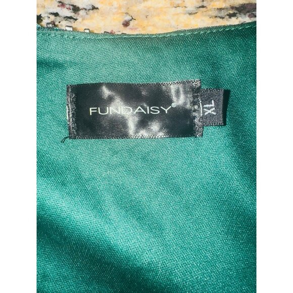 Green Gold Sequined Flapper Style Dress Fringe Hem Holiday Party XL By Fundaizy - Picture 6 of 9